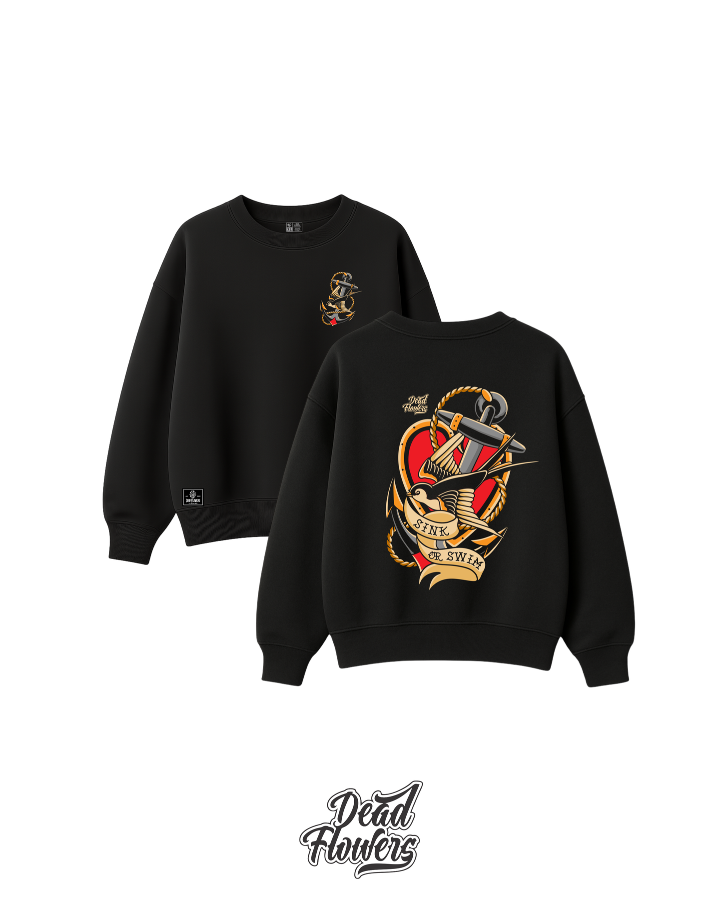 Buzo cuello redondo SINK OR SWIM negro