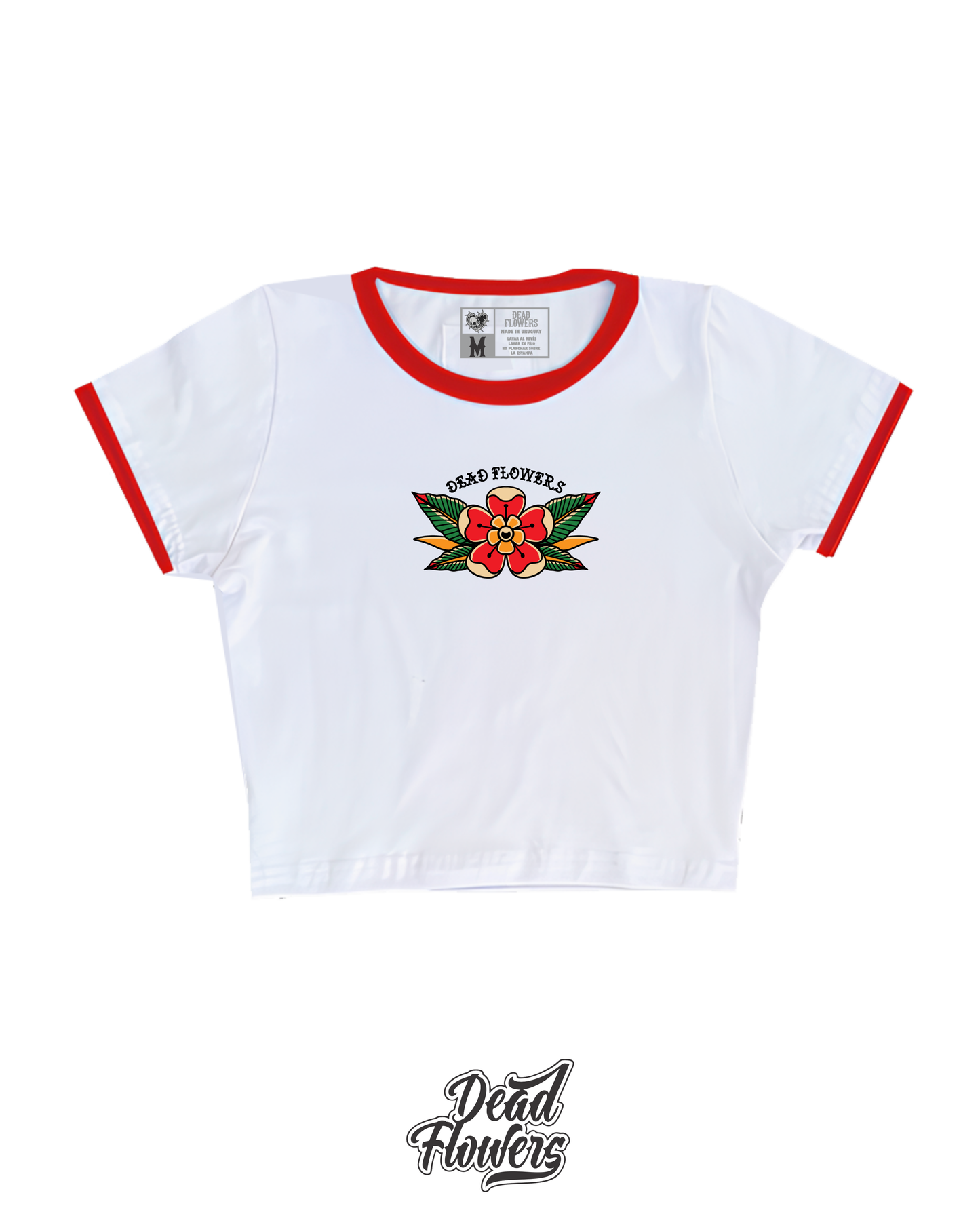 Baby Tee TRAD FLOWER blanca/roja