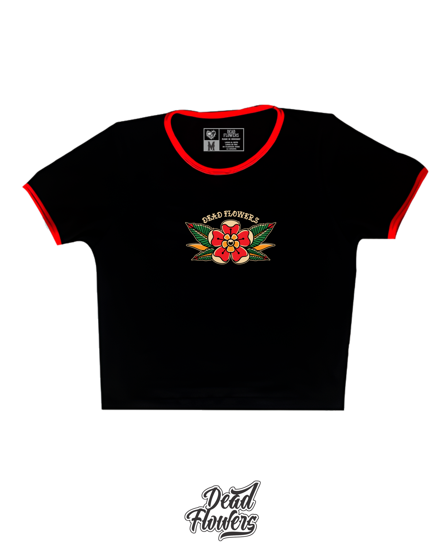 Baby Tee TRAD FLOWER negra/roja