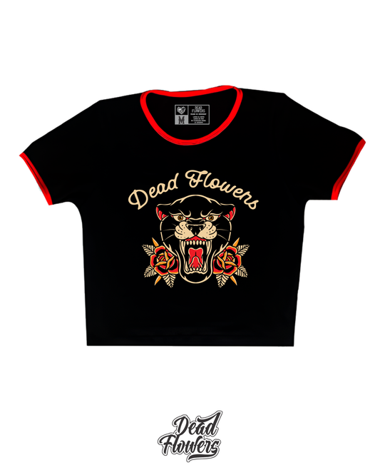 Baby Tee NEW PANTHER negra/roja