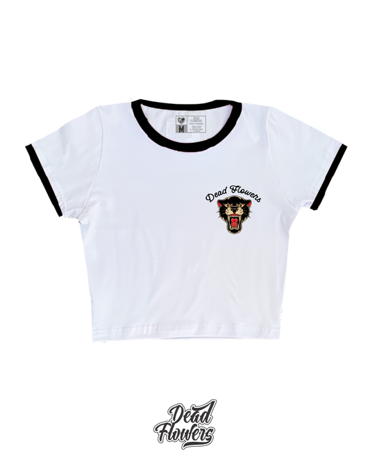Baby Tee NEW PANTHER blanca/negra
