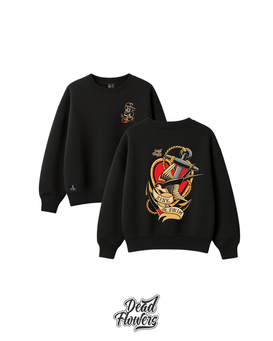 Buzo cuello redondo SINK OR SWIM negro